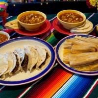 Tex-Mex Breakfast Special · 1 lb. of Barbacoa, 1 qt. of Menudo, and 1 doz. of Homemade Tamales. Accompanied with Charro ...