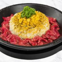 Curry Beef Pepper Rice · Mixed with curry powder, corn, garlic butter, garlic sauce, white rice, and seasoned (no sau...