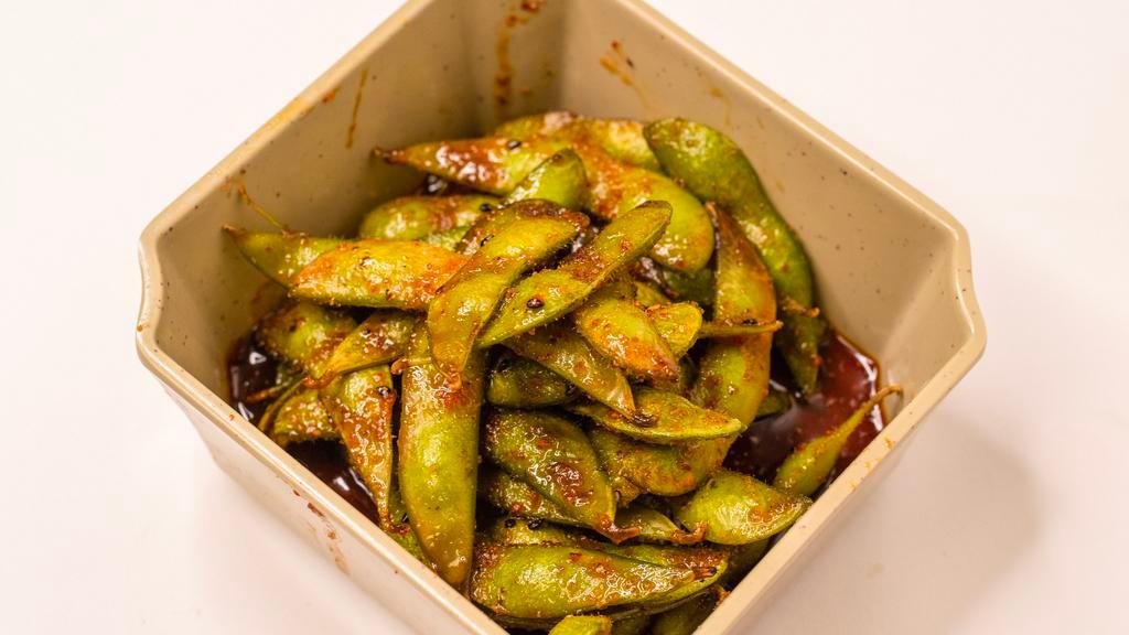 Spicy Edamame · Edamame, sweet and spicy sauce.