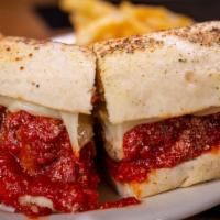 Meatball Sub · Three in-house meatballs, Parmesan, and provolone cheese with marinara sauce.
