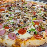 Supreme · Pepperoni, Italian sausage, beef, Canadian bacon, black olives, mushrooms, peppers Upon Requ...