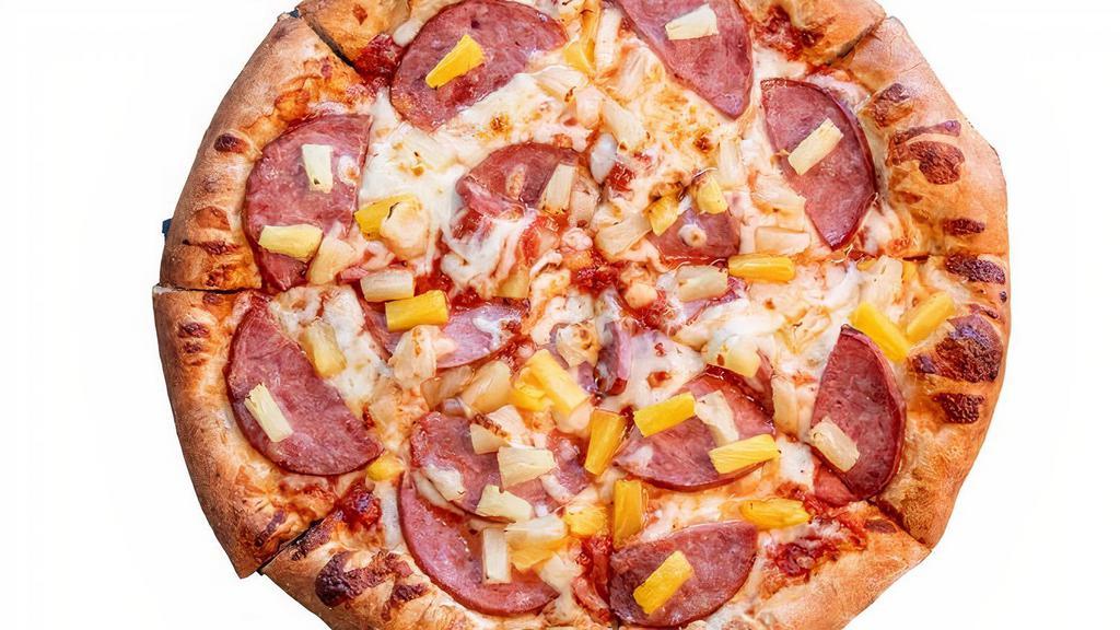 Hawaiian Pizza · Extra ham, extra pineapple, and extra mozzarella cheese.