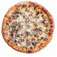 Zio'S Pizza · Olive oil, mushrooms, mozzarella cheese, black and green olives.
