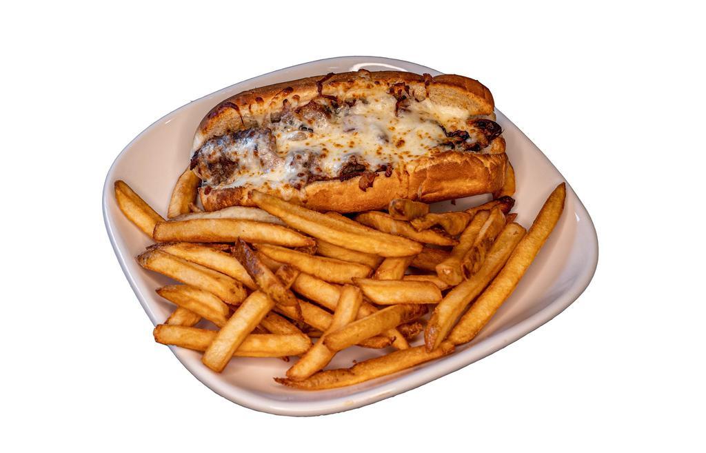 Philly Cheesesteak · Thinly sliced steak, grilled onions & provolone cheese. 7