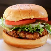 Wells Chicken Burger · Lettuce, tomato, pickles, onion, mayo, mustard.