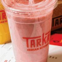 Strawberry Lassi · A refreshing Indian concoction of yogurt freshly whipped with ripe pureed strawberries