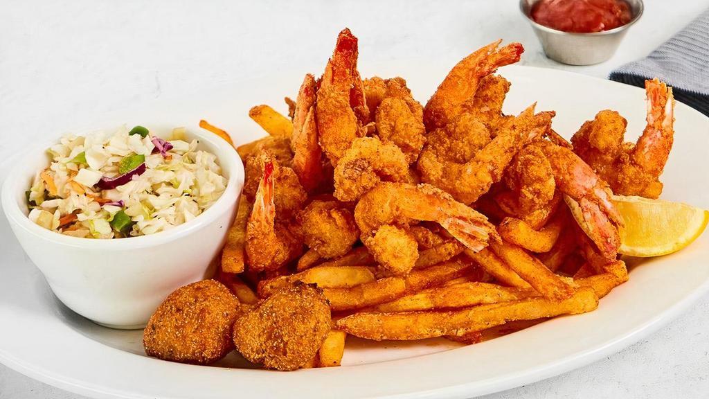 Gulf Shrimp · Fried, Grilled or Blackened with your choice of two sides. We recommend  Virginia’s Apple Cider Cole Slaw & Fries