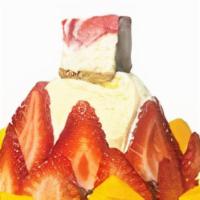 Mango Berry Shaved Ice · Shaved snow and real  mango & strawberry  in large bowl  adding  vanilla ice cream , cheesec...
