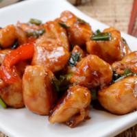 General Tso'S Chicken · Juicy chicken covered in a savory yet fiery special sauce served in chef's curry.