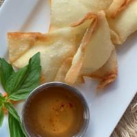Vegan Cheese Rangoon · (tofu cream cheese fried wontons, served w/homemade sweet & sour sauce)