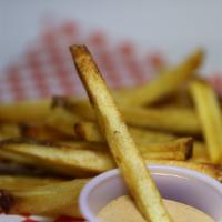 Fries · Home cut and Fried French Fries made with one Idaho Potato per serving.