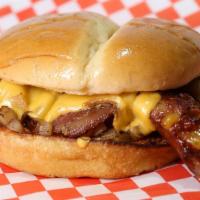 Dojo · Sausage Sandwich served on a Hawaiian Bun with Pepper Jack cheese, Bacon, Grilled Onion, Doj...