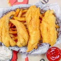 Fried Catfish Basket · Served with a side of your choice: Fries, Onion Rings, Sweet Potato Fries, Coleslaw, Potato,...
