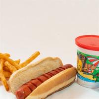 Kids Hot Dog · Kids Hot dog with French Fries , Soft drink and Toy