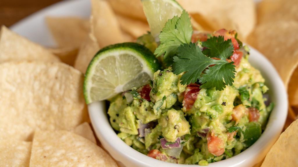 Made To Order Guacamole · Red onions. diced tomatoes. cilantro, Jalapeños, fresh squeezed lime juice. Served with tortilla chips.