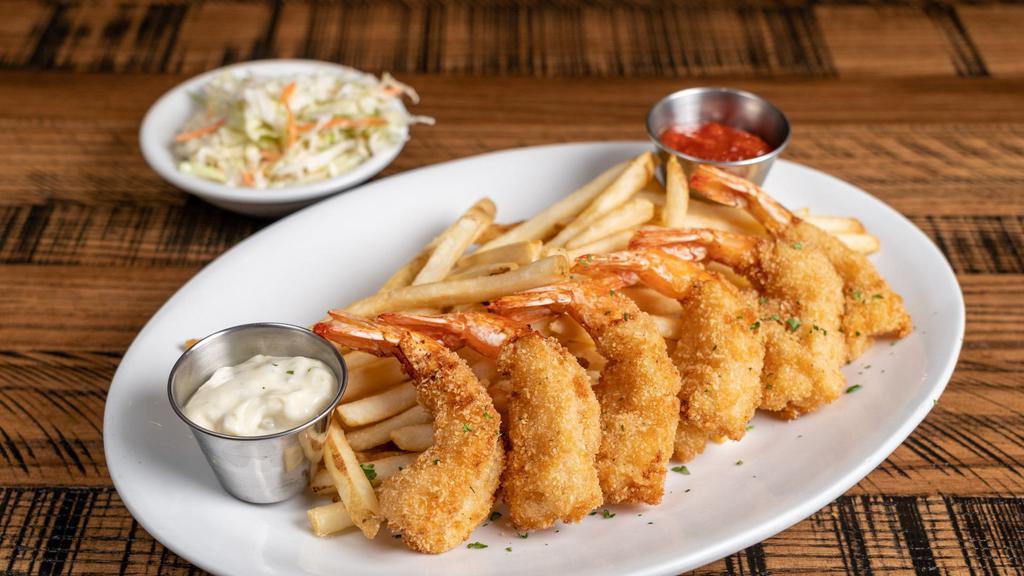 Fried Jumbo Shrimp · Fries and sweet southern coleslaw.