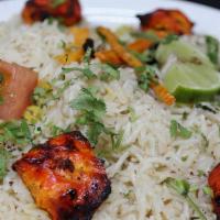 Kabob Murgh (Chicken Kabob) · Pieces of boneless chicken breast, marinated in special herbs and spices, and broiled on a s...