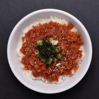 Spicy Tuna Bowl · Tuna, spicy miso, soy sauce, sesame oil, green onion, sesame seeds, and dried seaweed. Consu...