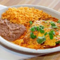 Cheese · Cheese enchiladas topped with beef gravy.
