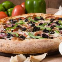 Large Pizza (8 Slices) · Available in Garlic Jim's own hand-thrown, garlic thin and gluten free options.