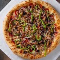 The Ultimate Pizza · Our classic combo. Pepperoni, Canadian bacon, spicy Italian sausage, black olives, red onion...