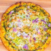 Gluten-Free Basil Pesto Veggie Pizza (V) · House Special Gluten Free Crust, fresh spinach, red onions, mushrooms, green peppers, minced...