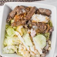 Beef Bowl · Rice bowl with marinated beef bulgogi, carrots, broccoli, onions, scallions, and seasonal sq...