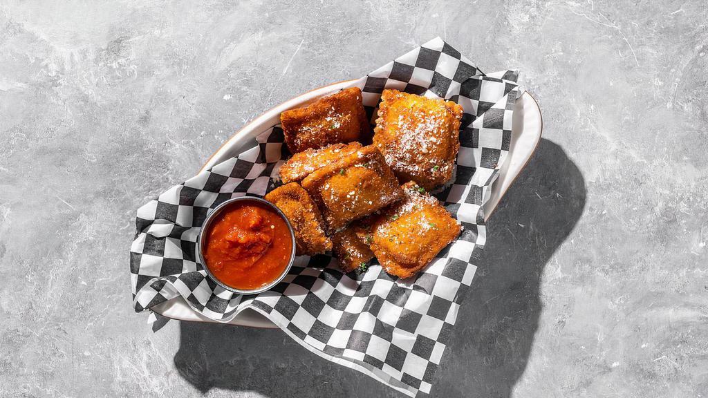 Toasted Cheese Ravioli · By Anthony's Eatalian. Breaded and served with side of our housemade marinara sauce. Vegetarian. Contains gluten, dairy, and nightshades. We cannot make substitutions..