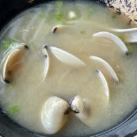 Clam Miso Soup · Fresh manila claims in traditional miso soup with green onion.