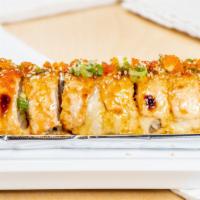 Lion King · Salmon over Cali DX roll baked with house sauce.