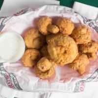 Fried Mushrooms · Mushrooms fried until golden brown and served with your choice of ranch or horseradish sauce