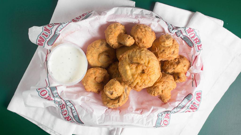 Fried Mushrooms · Mushrooms fried until golden brown and served with your choice of ranch or horseradish sauce