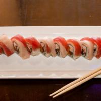 Volcano Roll · Spicy & cooked. Baked (Crawfish, Scallop or Combo add $1.70) with jalapeno, mushroom, red on...