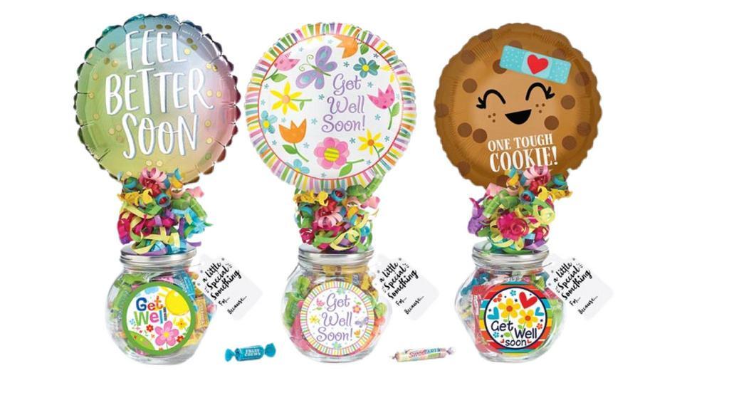 Get Well Soon Gift  · Get Well Soon Balloon and Candy Jar. 

*Specify which model in the intructions box.  Dependent on availability.