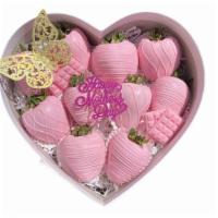 Classic Strawberry Heart Box · Box Comes with 12 beautiful Classic Drizzle Strawberries 3D Butterfly and Happy Mother’s Day...