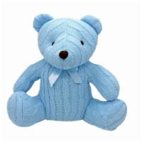 Blue Cable Knit Bear Large  · This is a beautiful luxury cable knit bear, perfect for baby shower gifts or any occaision. ...