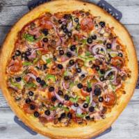 Grandslam Pizza G/P  · Pepperoni, Canadian bacon, Italian sausage, beef, bell peppers, red onions, mushrooms