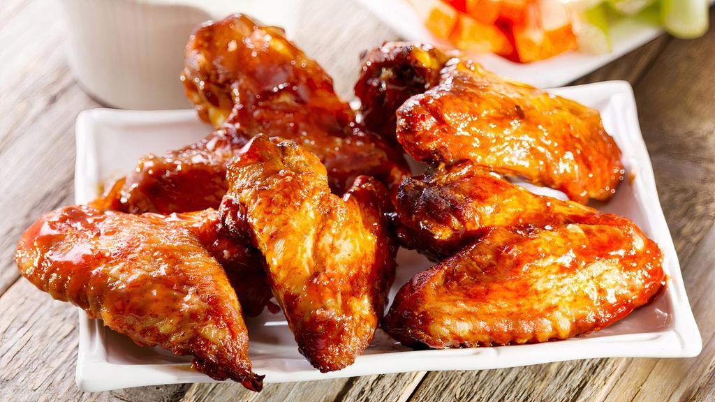 20 Pieces - Chicken Wings · Available sauces:  BBQ, Buffalo, Sweet Chili, Garlic Parmesan or Lemon Pepper. Plain Wings with 2 x Ranch on the side