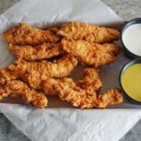 Chicken Tender Basket · Hand battered to order. Served with ranch and honey mustard dressing.