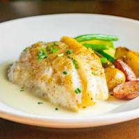 Fresh Grouper · Pan-seared, lemon and butter sauce and vegetable potato medley