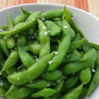 Edamame · Steamed soybeans, lightly salted.