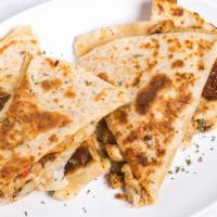 Foot Long Quesadilla Plate · Protein of your choice, side rice, beans