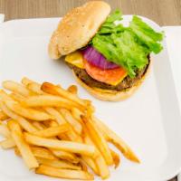 Dodger · A classic cheeseburger served with lettuce, tomato, pickles and onions.