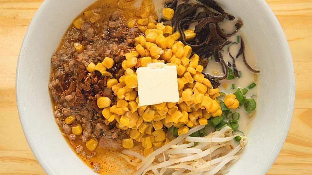 Sapporo Ramen · Toppings: Choice of chashu, corn, butter, bean sprouts, kikurage mushrooms and green onions. Flavor: Miso