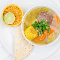 Large Caldo De Res · 32oz Beef soup with carrots, celery, cabbage, corn, & mexican squash in beef broth
includes ...