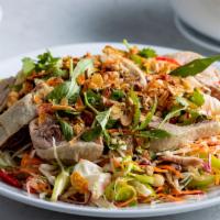 Duck Or Chicken Cabbage Salad (Gỏi Vịt Hay Gỏi Gà) · Broiled duck or chicken tossed with cabbage, onions, herbs, cucumbers, carrots, and peanuts ...