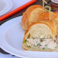 Colonel {Ck Salad} · Chicken salad. All white chicken with butter lettuce. Croissant. Contains nuts.