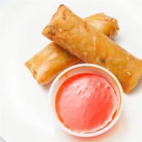 Spring Roll (1) · Our spring rolls are made with fresh shredded cabbage, carrots, scallions, clear bean noodle...