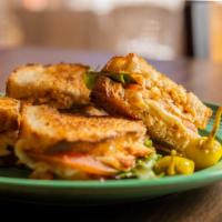 Chicken Sandwich · Lettuce, tomato, mozzarella, ranch, tomato basil vinaigrette