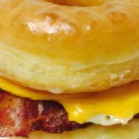 Donut Sandwich · Choice of bacon or sausage with egg & cheese.